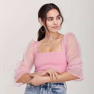 Mesh Puff Sleeve Bodysuit